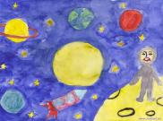 Человек на Луне. Рисунки о космосе