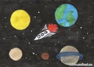 Полет вокруг планет. Рисунки о космосе