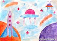 Встреча в космосе. Рисунки о космосе