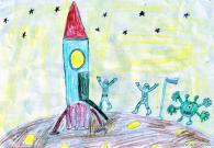 Прогулка с инопланетянином. Рисунки о космосе