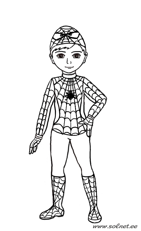 Новогодний костюм Человек-паук. Раскраска